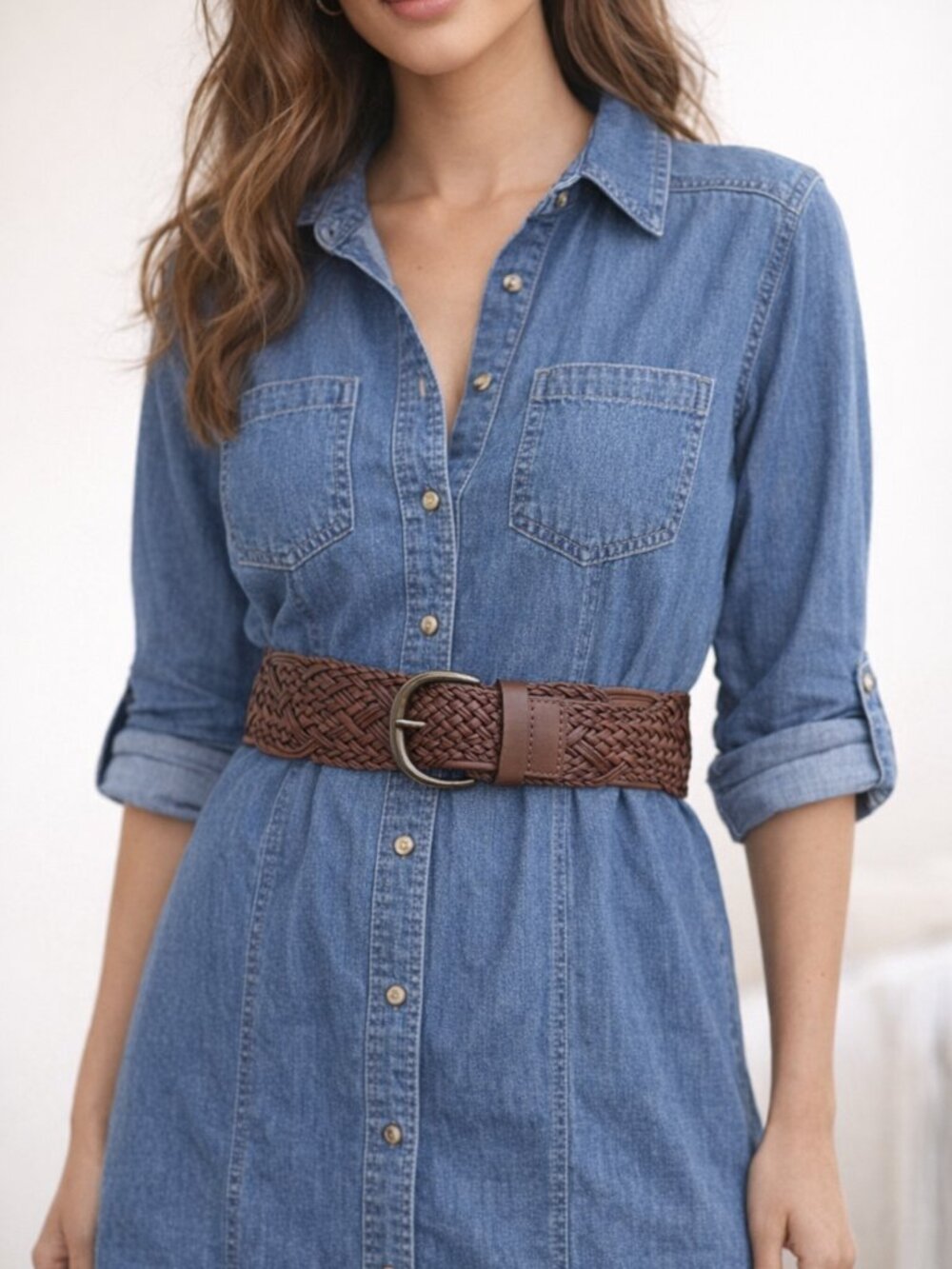 Chocolate Brown Leather Woven Braided Wide Western Rockabilly Belt NEW